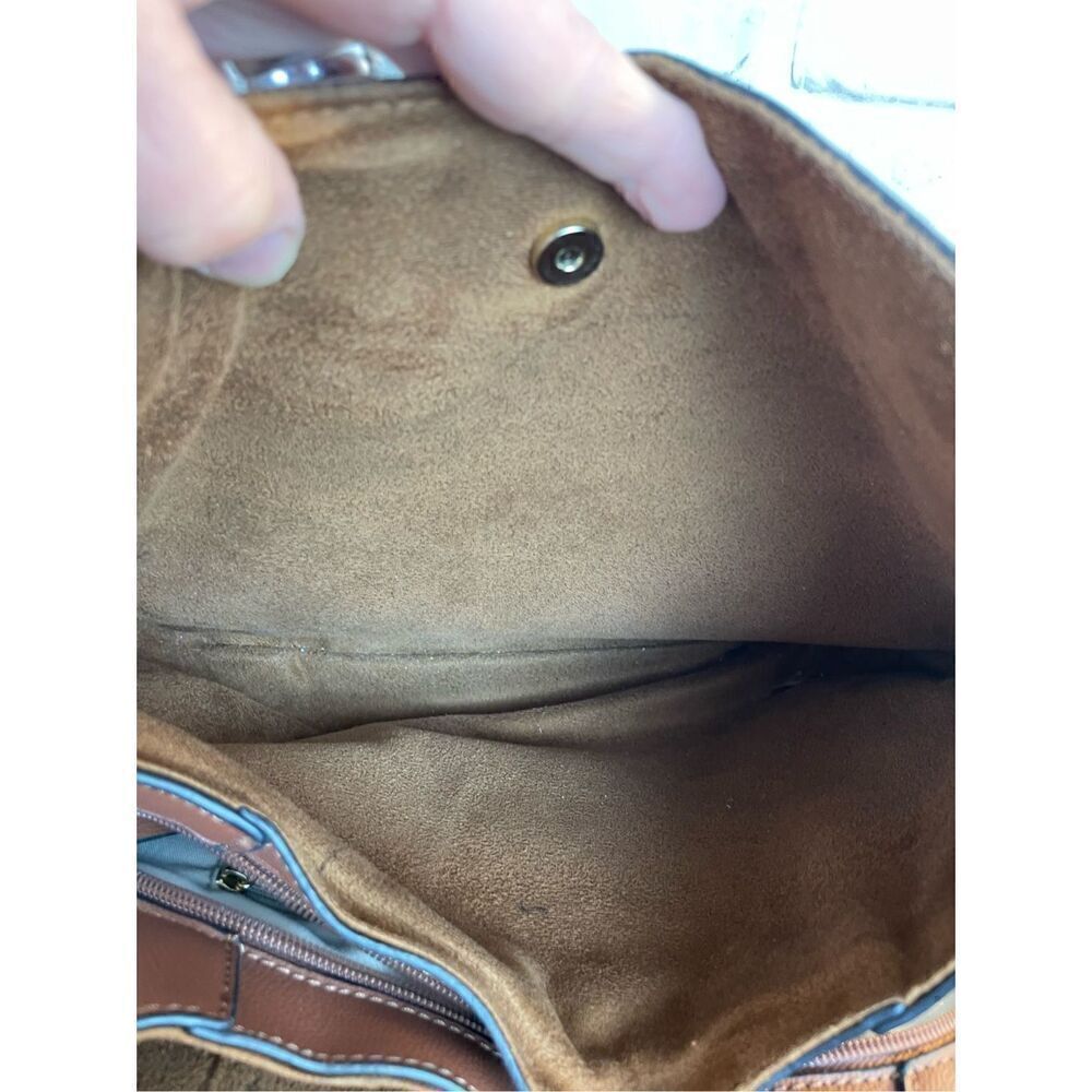 Seven Days Lifestyle & Dreams Vegan Leather Shoulder Bag Brown with Gold Chain - Picture 9 of 14